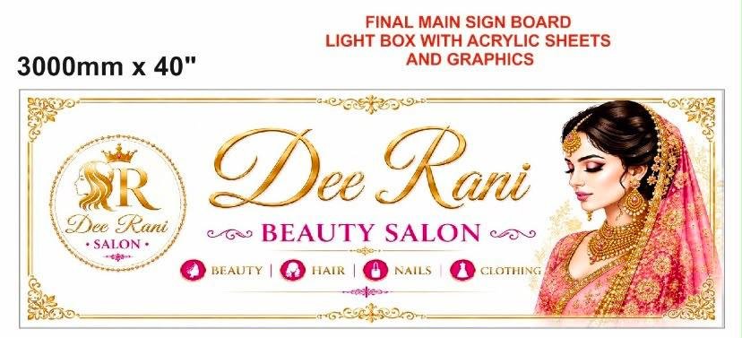 Dhee Rani Salon sign board
